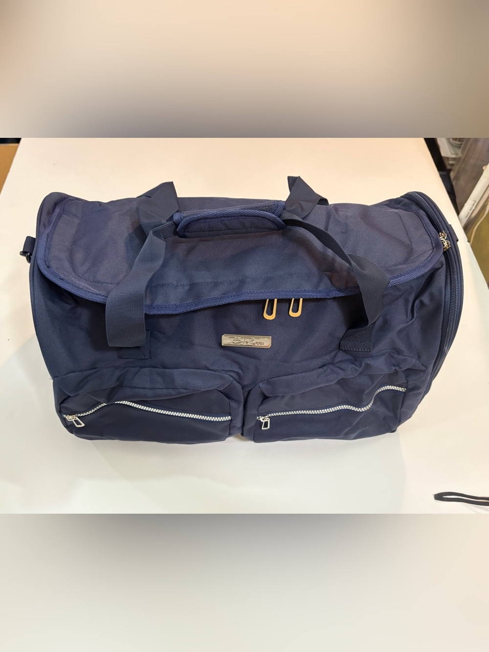 Bella Russo Navy Travel Duffel Bag with Front Pockets | 20”